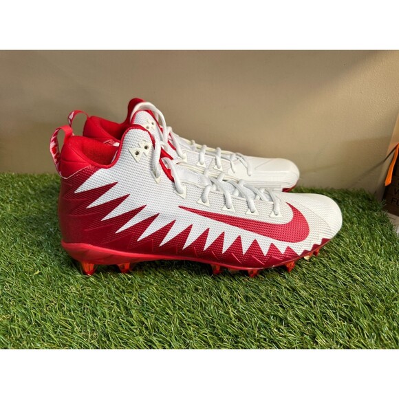 Nike Alpha Menace Pro Mid TD Red White Football Cleats PE Mens 13 871451-168 NEW